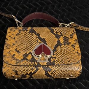 Kate Spade Yellow and Brown Snake Print Crossbody Bag